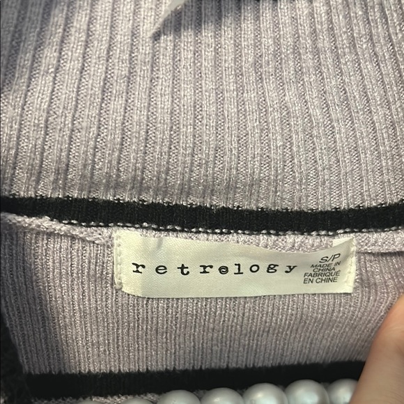 Lavender Turtleneck Sweater with Black Accents - Picture 2 of 4